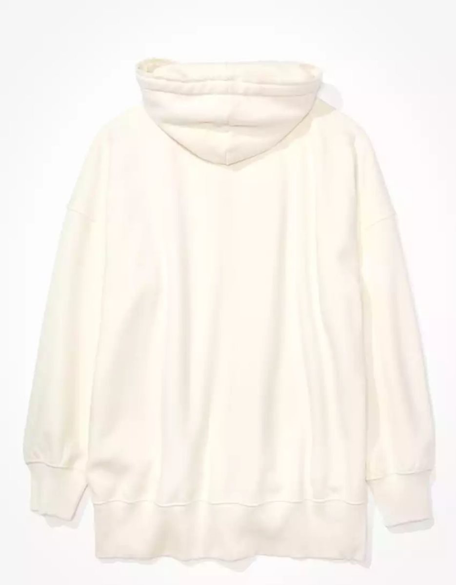 Sweat à Capuche American Eagle AE Oversized Zip-Up Blanche Femme | TQC-87905321